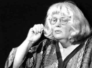 A black and white photo of Helen Flinter-Leach
