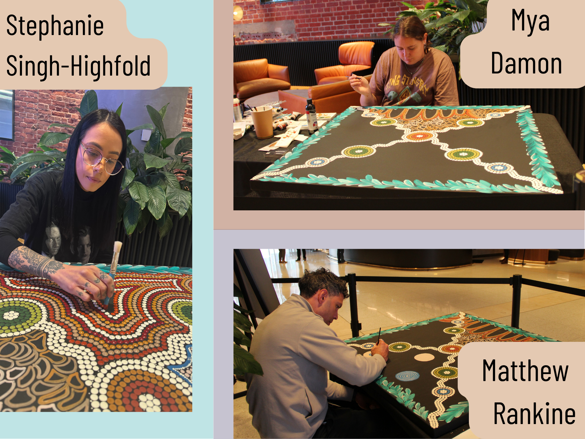 Photo of the artists at work on the NAIDOC collaboration